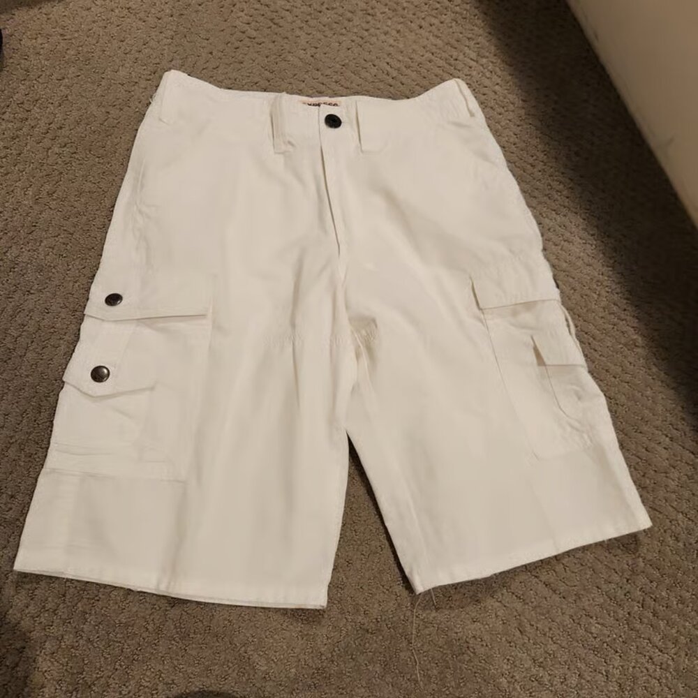 VINTAGE Express Cargo Shorts 28" waist White 11" inseam 100% Cotton